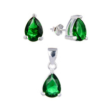 Cargar imagen en el visor de la galería, Juego de Gota Verde 6x8mm en Plata 925
