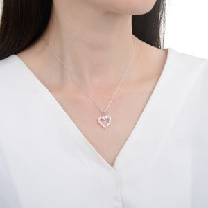 Cadena con Dije de Corazón con circones blancos en Plata 925