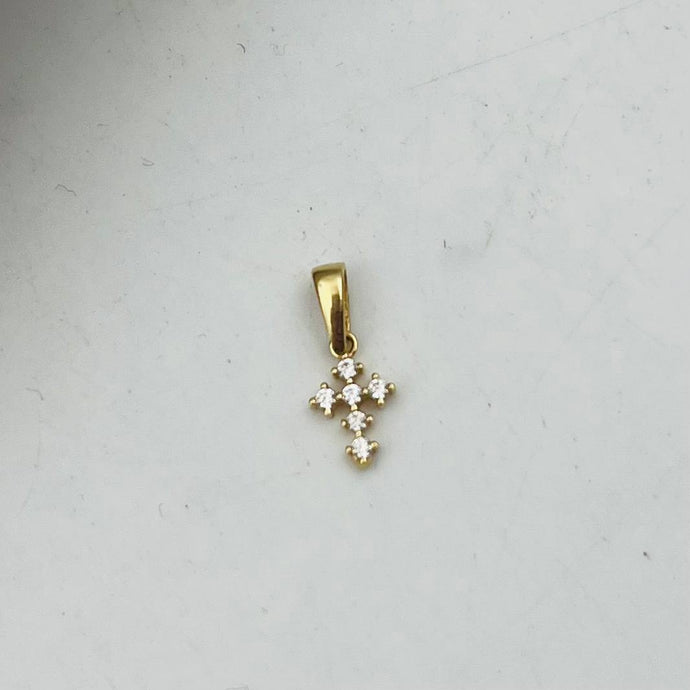 Dije de Cruz con Circones en Oro 18k