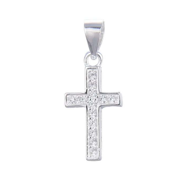 Dije de Cruz con Circones 15x10mm en Plata 925