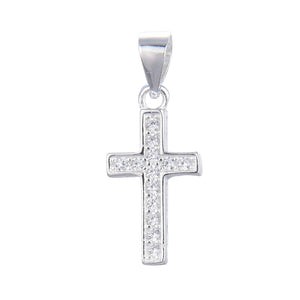 Cadena con Dije de Cruz con Circones  15x10mm en Plata 925