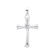 Cargar imagen en el visor de la galería, Cadena con Dije de Cruz Lisa con Circón en Plata 925
