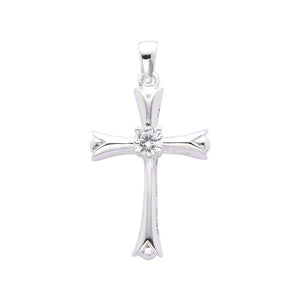 Dije de Cruz Punto Lisa con Circón en Plata 925