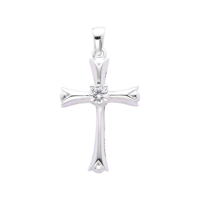 Dije de Cruz Punto Lisa con Circón en Plata 925