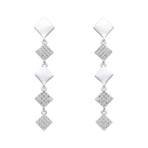 Zarcillos Largos de Rombo en Plata 925
