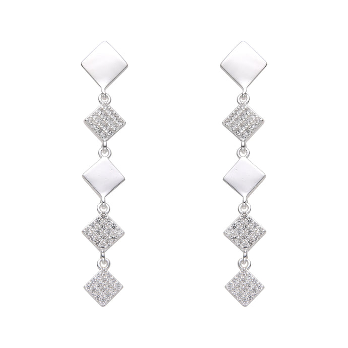 Zarcillos Largos de Rombo en Plata 925