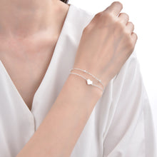 Cargar imagen en el visor de la galería, Pulsera Doble de Bolitas 3mm con Corazón en Plata 925

