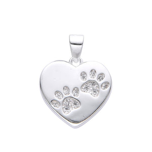 Cadena con Dije De Corazón con Huellitas en Plata 925