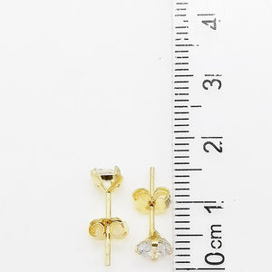 Zarcillos de Circón Redondo 5mm en Plata 925 con Baño de Oro