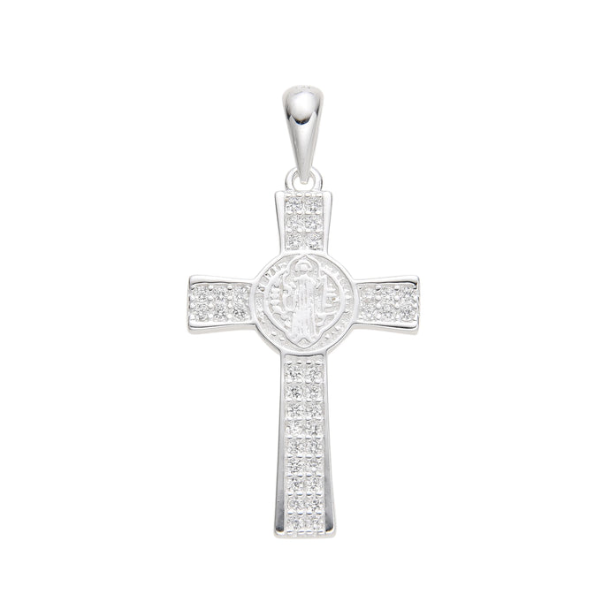 Dije de Cruz San Benito en Plata 925