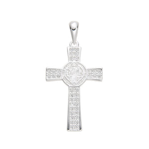 Cadena con Dije de Cruz San Benito en Plata 925