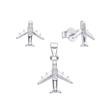 Cargar imagen en el visor de la galería, Juego de Avión con Circones en Plata 925
