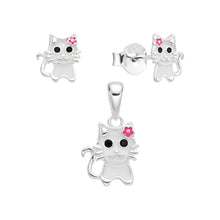 Cargar imagen en el visor de la galería, Juego de Gatito Esmaltado en Plata 925
