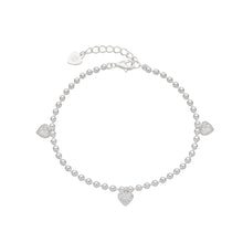 Cargar imagen en el visor de la galería, Pulsera de Bolitas con Corazones en Plata 925
