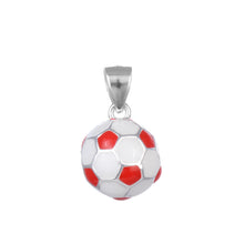 Cargar imagen en el visor de la galería, Dije de Pelota de Fútbol con Rojo en Plata 925
