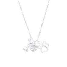 Cargar imagen en el visor de la galería, Gargantilla de Corazon con Punto de Luz y Huella de Perro en Plata 925

