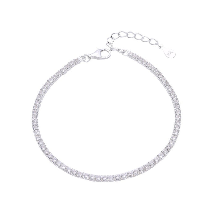 Pulsera Tennis 2.3mm Circones Blancos en Plata 925