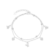 Cargar imagen en el visor de la galería, Pulsera Doble de Corazones y Mariposas en Plata 925
