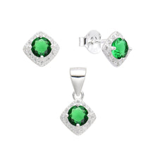 Cargar imagen en el visor de la galería, Juego de Rombo Verde 9mm en Plata 925
