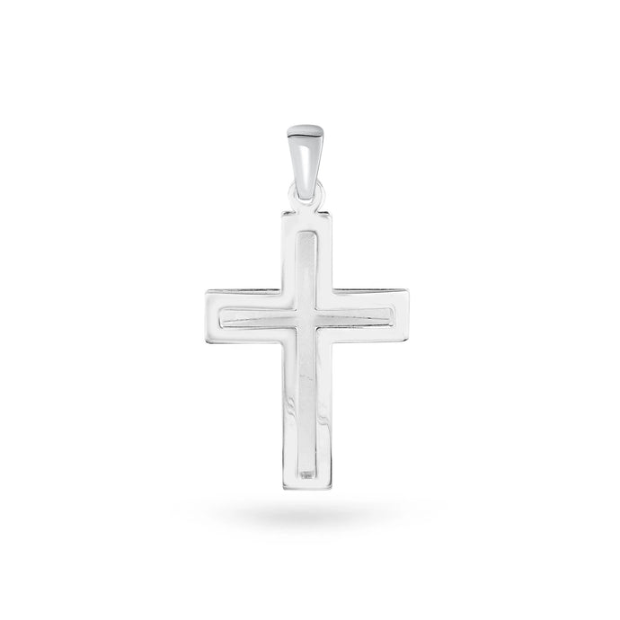Dije de Cruz Lisa Hueca en Plata 925