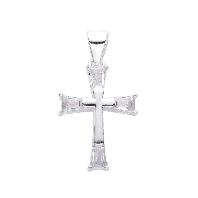 Dije de Cruz con Baguette en Plata 925