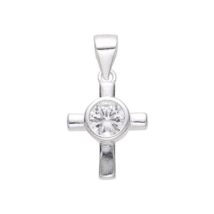 Cadena con Dije de Cruz y Punto Luz en Plata 925