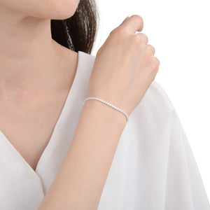 Pulsera Tennis 2.3mm Circones Blancos en Plata 925