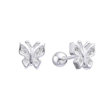 Cargar imagen en el visor de la galería, Zarcillos de Rosca de Mariposa en Plata 925
