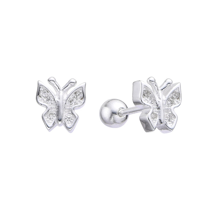 Zarcillos de Rosca de Mariposa en Plata 925