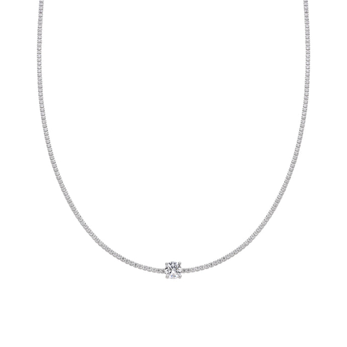 Gargantilla Choker Tennis con Punto Luz en Plata 925