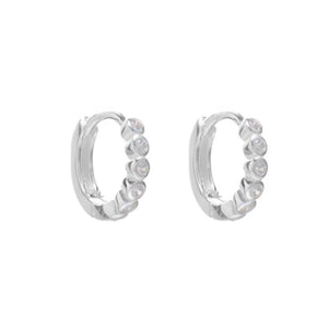 Argollas Huggies Punto Luz 12mm en Plata 925