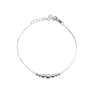 Pulsera Cola de Ratón con Bolitas en Plata 925