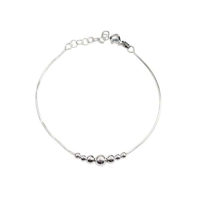 Pulsera Cola de Ratón con Bolitas en Plata 925