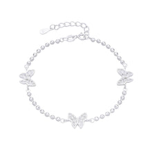 Cargar imagen en el visor de la galería, Pulsera de Bolitas Diamantadas con Mariposas en Plata 925

