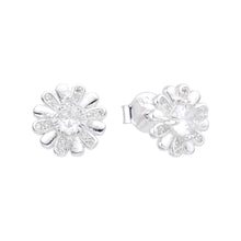 Cargar imagen en el visor de la galería, Zarcillos de Flor Blanca con Circones en Plata 925
