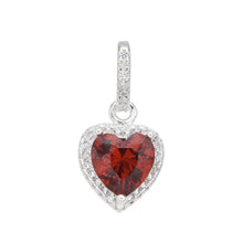 Cargar imagen en el visor de la galería, Cadena con Dije de Corazón Rojo 9x10mm en Plata 925
