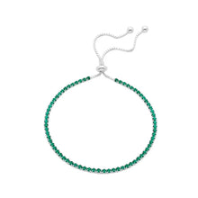 Cargar imagen en el visor de la galería, Pulsera Tennis Verde 2.3mm Ajustable en Plata 925
