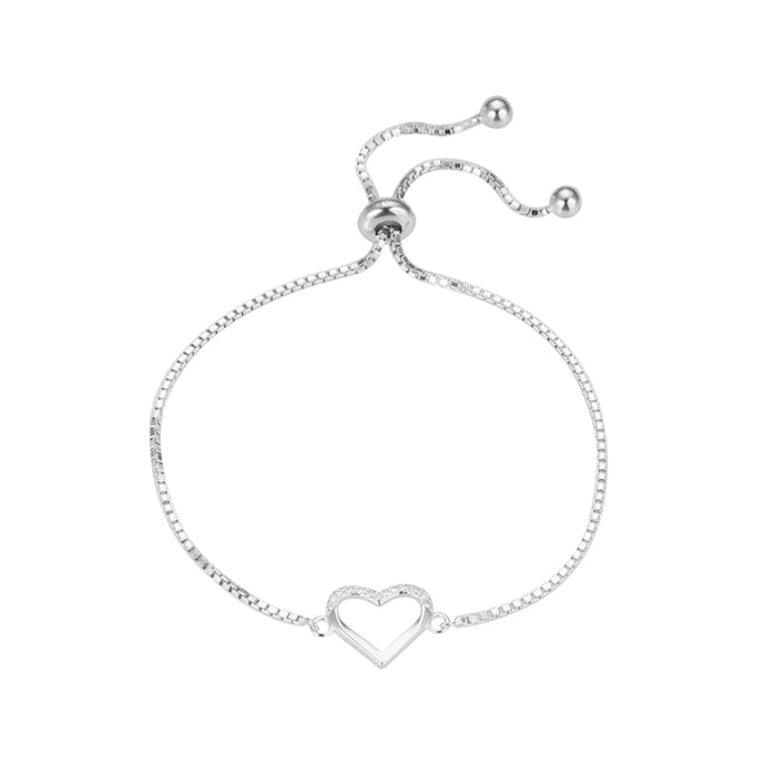 Pulsera Ajustable de Corazón en Plata 925