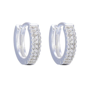 Argollas Huggies 14mm en Plata 925 con Baño de Rodio