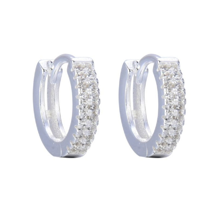 Argollas Huggies 14mm en Plata 925 con Baño de Rodio