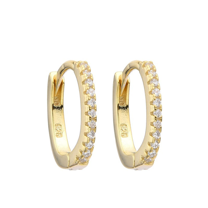 Argollas Huggies Modelo Iana 12mm en Plata 925 con Baño de Oro