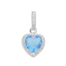 Cargar imagen en el visor de la galería, Cadena con Dije de Corazón Azul Cielo 9x10mm en Plata 925
