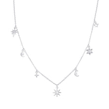 Cargar imagen en el visor de la galería, Gargantilla Tipo Choker de Lunas y Estrellas Plata 925
