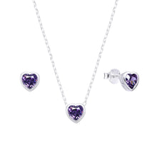 Cargar imagen en el visor de la galería, Juego de Corazón Morado 6mm en Plata 925
