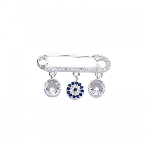 Imperdible para bebé con Ojo Turcos y Punto Luz Plata 925