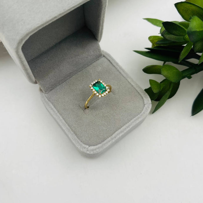 Anillo de Oro 18k Verde con Circones