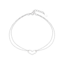 Cargar imagen en el visor de la galería, Tobillera Doble con Corazón en Plata 925
