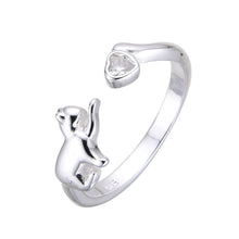 Cargar imagen en el visor de la galería, Anillo Ajustable de Gatito en Plata 925
