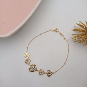 Pulsera de Corazones en Oro 18k