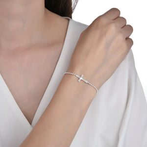 Pulsera de Pepitas con Cruz en Plata 925